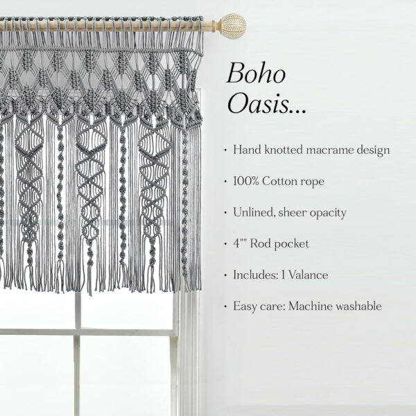 6888d44527831fcaf8318c002202e40c9b082995d68adb68bbfd0.jpg Lush Decor Boho Macrame Textured Cotton Valance, 40" W x 30" L, Neutral - Boho Kitchen Curtains & Wall Decor - Macrame Valance - Bathroom Window Curtains
