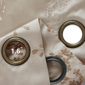 jinchan Floral Curtains Embroidered Curtains for Living Room 63 Inch Length Faux Silk Curtains Burgundy Red Flower Patterned Drapes Light Filtering Curtains Window Curtain Set 2 Panels