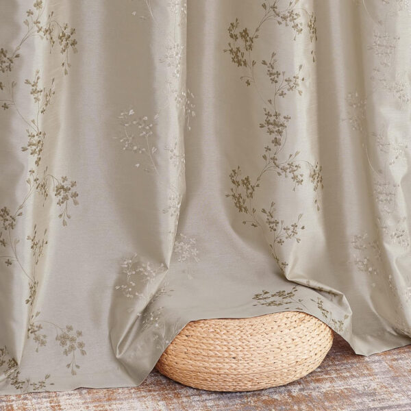 jinchan Floral Curtains Embroidered Curtains for Living Room 63 Inch Length Faux Silk Curtains Burgundy Red Flower Patterned Drapes Light Filtering Curtains Window Curtain Set 2 Panels