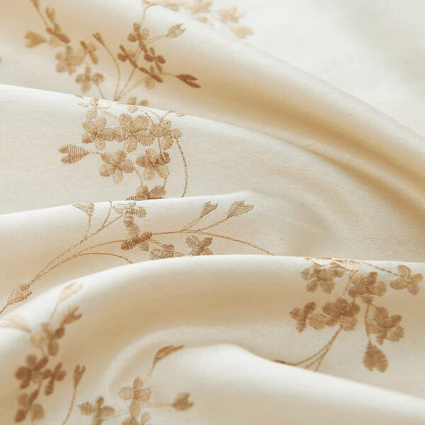 jinchan Floral Curtains Embroidered Curtains for Living Room 63 Inch Length Faux Silk Curtains Burgundy Red Flower Patterned Drapes Light Filtering Curtains Window Curtain Set 2 Panels