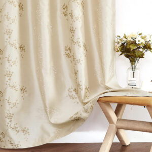 jinchan Floral Curtains Embroidered Curtains for Living Room 63 Inch Length Faux Silk Curtains Burgundy Red Flower Patterned Drapes Light Filtering Curtains Window Curtain Set 2 Panels