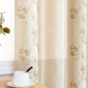 jinchan Floral Curtains Embroidered Curtains for Living Room 63 Inch Length Faux Silk Curtains Burgundy Red Flower Patterned Drapes Light Filtering Curtains Window Curtain Set 2 Panels
