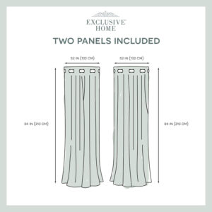 EXCLUSIVE HOME Sateen Twill Woven Room Darkening Blackout Grommet Top Curtain Panel Pair, 52"x84", Seafoam