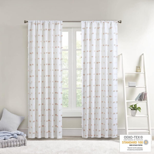6888d58d9ab8602a112cf3ddd8d99a322beeca306439de802e54d.jpg Intelligent Design Sophie Single Window Curtain Panel Clipped Pompom Embelished Privacy Drape with Rod Pocket for Bedroom, Livingroom, 50" x 84", Black
