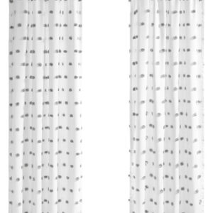 6888d5955c1b8344470c61e3473a43462ec4c5a2c8453dd7a5c5b.jpg Intelligent Design Sophie Single Window Curtain Panel Clipped Pompom Embelished Privacy Drape with Rod Pocket for Bedroom, Livingroom, 50" x 84", Black