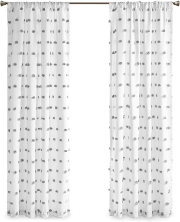 6888d5955c1b8344470c61e3473a43462ec4c5a2c8453dd7a5c5b.jpg Intelligent Design Sophie Single Window Curtain Panel Clipped Pompom Embelished Privacy Drape with Rod Pocket for Bedroom, Livingroom, 50" x 84", Black