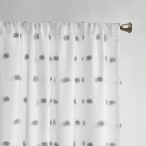 6888d5a2463e56d5bd2eca56076420c72ee255374977d5e313e7a.jpg Intelligent Design Sophie Single Window Curtain Panel Clipped Pompom Embelished Privacy Drape with Rod Pocket for Bedroom, Livingroom, 50" x 84", Black