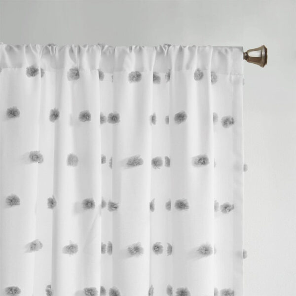 6888d5a2463e56d5bd2eca56076420c72ee255374977d5e313e7a.jpg Intelligent Design Sophie Single Window Curtain Panel Clipped Pompom Embelished Privacy Drape with Rod Pocket for Bedroom, Livingroom, 50" x 84", Black