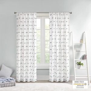6888d5b1e9c5353b61ade6ca2c97a45e832a23f7c48c01a04c64c.jpg Intelligent Design Sophie Single Window Curtain Panel Clipped Pompom Embelished Privacy Drape with Rod Pocket for Bedroom, Livingroom, 50" x 84", Black