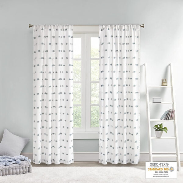 6888d5b1e9c5353b61ade6ca2c97a45e832a23f7c48c01a04c64c.jpg Intelligent Design Sophie Single Window Curtain Panel Clipped Pompom Embelished Privacy Drape with Rod Pocket for Bedroom, Livingroom, 50" x 84", Black
