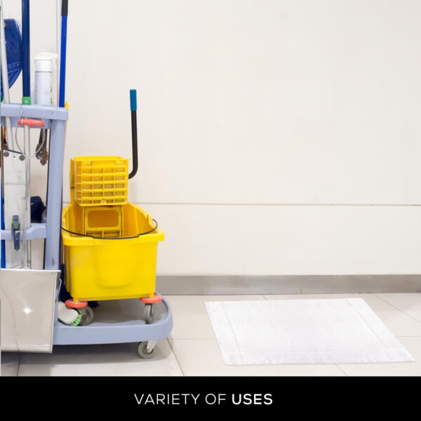 GOLD TEXTILES 12 Pack New Cotton Blend Economy White Hotel Bath Mat Towel (18x25 Inches) Light Weight Quick Drying & Machine Washable - Hotel Supplies Shower Bath Mat Towel