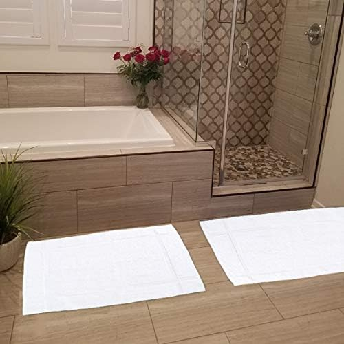 GOLD TEXTILES 12 Pack White Bath Mat Towels 20x30 Inches (Not a Bathroom Rug)- Cotton Blend Washable Economy Hotel Bath Mats