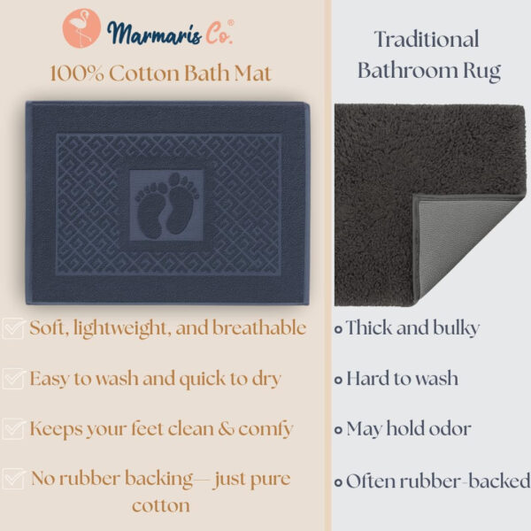 6888d95c4ffc5ad1fc87721595cc888411b6a0824dd2420ea1e96.jpg Cotton Bath Mat Towel Set of 2 – Ultra-Soft 100% Turkish Cotton Bathroom Floor Towels, Hotel-Style Bath Mats, Washable & Absorbent, 20"x27.5"