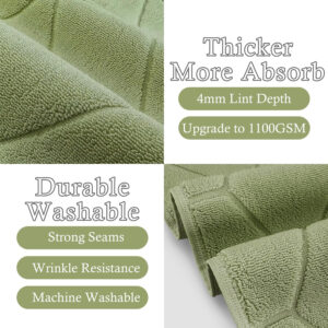 Hotel Quality - 1100GSM, 2 PACK Gray Bathroom Mats [Not a Bath Rug] - 100% Turkish Cotton | Thick | 19"x30" | Washable, Soft Bath Mat Towel for Bathroom Floor, Absorbent Terry Cloth Feet Towels, Gray