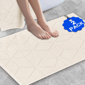 Hotel Quality - 1100GSM, 2 PACK Gray Bathroom Mats [Not a Bath Rug] - 100% Turkish Cotton | Thick | 19"x30" | Washable, Soft Bath Mat Towel for Bathroom Floor, Absorbent Terry Cloth Feet Towels, Gray