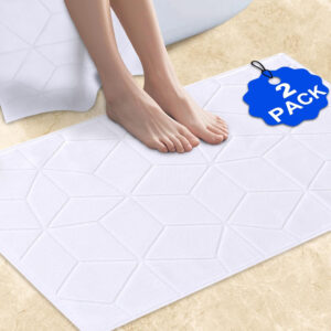 Hotel Quality - 1100GSM, 2 PACK Gray Bathroom Mats [Not a Bath Rug] - 100% Turkish Cotton | Thick | 19"x30" | Washable, Soft Bath Mat Towel for Bathroom Floor, Absorbent Terry Cloth Feet Towels, Gray