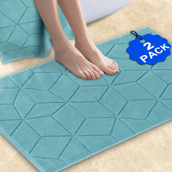 Hotel Quality - 1100GSM, 2 PACK Gray Bathroom Mats [Not a Bath Rug] - 100% Turkish Cotton | Thick | 19"x30" | Washable, Soft Bath Mat Towel for Bathroom Floor, Absorbent Terry Cloth Feet Towels, Gray