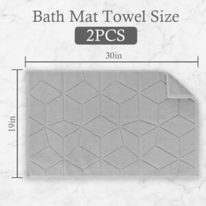 Hotel Quality - 1100GSM, 2 PACK Gray Bathroom Mats [Not a Bath Rug] - 100% Turkish Cotton | Thick | 19"x30" | Washable, Soft Bath Mat Towel for Bathroom Floor, Absorbent Terry Cloth Feet Towels, Gray