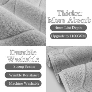 Hotel Quality - 1100GSM, 2 PACK Gray Bathroom Mats [Not a Bath Rug] - 100% Turkish Cotton | Thick | 19"x30" | Washable, Soft Bath Mat Towel for Bathroom Floor, Absorbent Terry Cloth Feet Towels, Gray