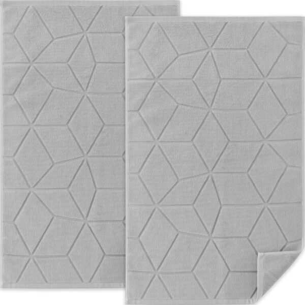 Hotel Quality - 1100GSM, 2 PACK Gray Bathroom Mats [Not a Bath Rug] - 100% Turkish Cotton | Thick | 19"x30" | Washable, Soft Bath Mat Towel for Bathroom Floor, Absorbent Terry Cloth Feet Towels, Gray