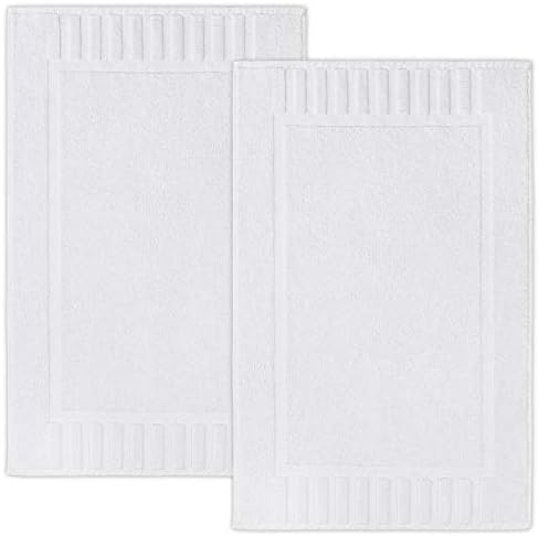 White Classic Bath Mat, Bathroom Floor Towels 6 Pack, 22x34 Inch, Soft Absorbent Non Slip Cotton Linen Rug Set, Ideal for Bathroom, Shower, Bedroom, Kitchen, Hotel, Spa