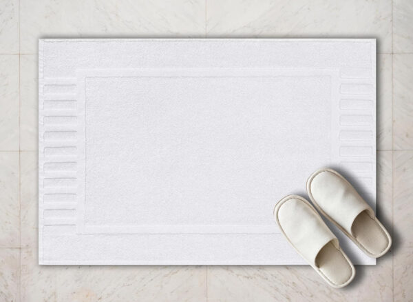 White Classic Bath Mat, Bathroom Floor Towels 6 Pack, 22x34 Inch, Soft Absorbent Non Slip Cotton Linen Rug Set, Ideal for Bathroom, Shower, Bedroom, Kitchen, Hotel, Spa