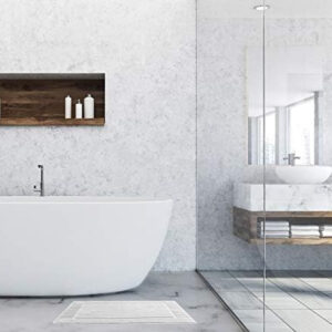 White Classic Bath Mat, Bathroom Floor Towels 6 Pack, 22x34 Inch, Soft Absorbent Non Slip Cotton Linen Rug Set, Ideal for Bathroom, Shower, Bedroom, Kitchen, Hotel, Spa