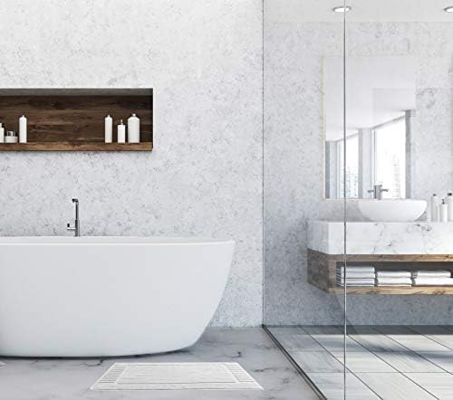 White Classic Bath Mat, Bathroom Floor Towels 6 Pack, 22x34 Inch, Soft Absorbent Non Slip Cotton Linen Rug Set, Ideal for Bathroom, Shower, Bedroom, Kitchen, Hotel, Spa