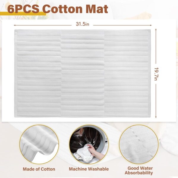Tranqun 6 Pcs Bath Mat Towel Sets 31.5 x 19.7 Inches Absorbent Cotton Bath Mats for Bathroom Bathmats Washable Soft Fade Resistant Cotton Bath Rug for Shower Bathroom Floor Hotel Spa Bathtub White