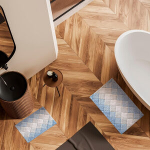 6888db45925b7d94f970c4914b50396c383b8cb55765b7e1d0b59.jpg Bathroom Rugs Set 2 Piece Blue Combo Albany Inspired Non-Slip Cotton Bath Mats for Bathroom Floor |Quick Dry Bathroom Mat for Tub Spa Shower|Living Room Entry Way Door Mats |21x32 & 17x34 Inches