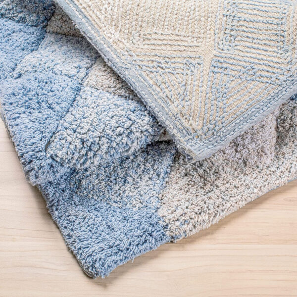 6888db4c9c4d4fd9ea757ee5577871284b52dde3d52a4d5d15d7e.jpg Bathroom Rugs Set 2 Piece Blue Combo Albany Inspired Non-Slip Cotton Bath Mats for Bathroom Floor |Quick Dry Bathroom Mat for Tub Spa Shower|Living Room Entry Way Door Mats |21x32 & 17x34 Inches