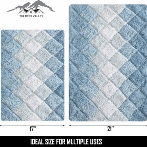 6888db4e79b52a822593f86ad56cdb7e7a6f59e77caa13e708651.jpg Bathroom Rugs Set 2 Piece Blue Combo Albany Inspired Non-Slip Cotton Bath Mats for Bathroom Floor |Quick Dry Bathroom Mat for Tub Spa Shower|Living Room Entry Way Door Mats |21x32 & 17x34 Inches