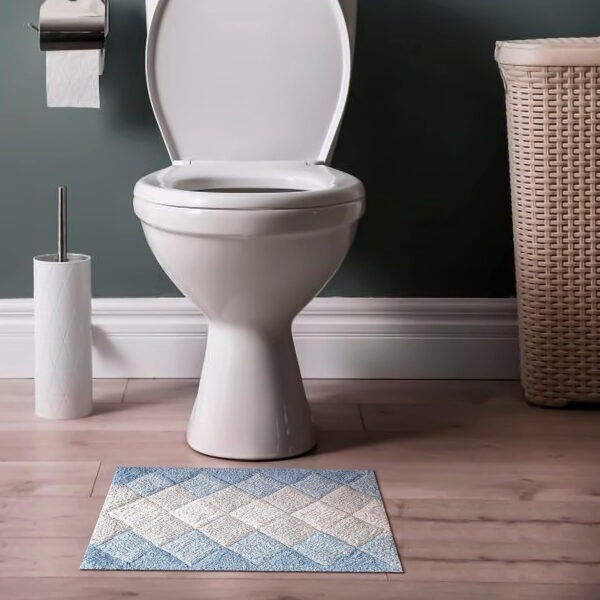 6888db522582dde386471374554e7725527aeee0bcc5551963d10.jpg Bathroom Rugs Set 2 Piece Blue Combo Albany Inspired Non-Slip Cotton Bath Mats for Bathroom Floor |Quick Dry Bathroom Mat for Tub Spa Shower|Living Room Entry Way Door Mats |21x32 & 17x34 Inches