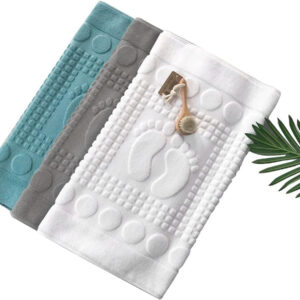 Eeghurt Bath Mats [Not a Bathroom Rug] Cotton Banded Machine Washable Shower Bathroom Floor Towel Terry Towelling Tub Shower Bathroom Mat (Feet Grey)