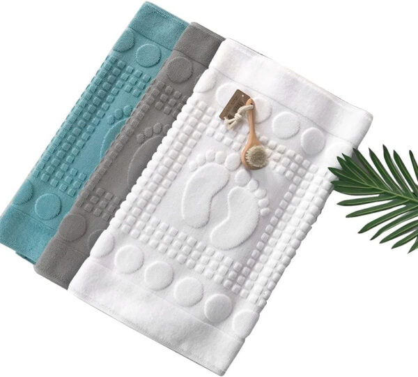 Eeghurt Bath Mats [Not a Bathroom Rug] Cotton Banded Machine Washable Shower Bathroom Floor Towel Terry Towelling Tub Shower Bathroom Mat (Feet Grey)