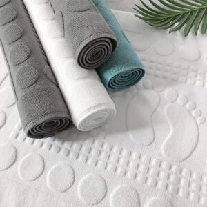 Eeghurt Bath Mats [Not a Bathroom Rug] Cotton Banded Machine Washable Shower Bathroom Floor Towel Terry Towelling Tub Shower Bathroom Mat (Feet Grey)