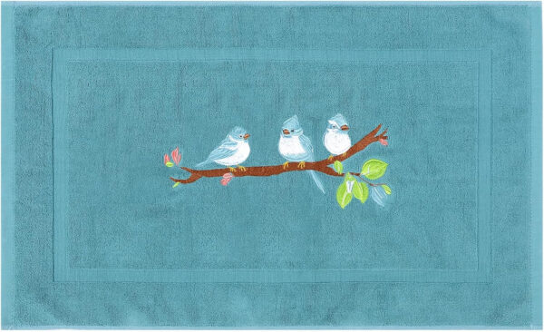 Bird Design Bath Mat Cotton Floor Towel Absorbent Bath Mat 31. 5" x19. 69" Decorative Bird Embroidered Towels Machine Washable Soft for Bathroom, Bathtub, Non-Slip [not a Bathroom Rug]