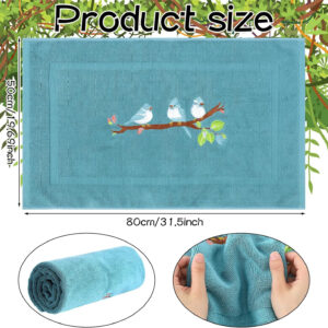 Bird Design Bath Mat Cotton Floor Towel Absorbent Bath Mat 31. 5" x19. 69" Decorative Bird Embroidered Towels Machine Washable Soft for Bathroom, Bathtub, Non-Slip [not a Bathroom Rug]