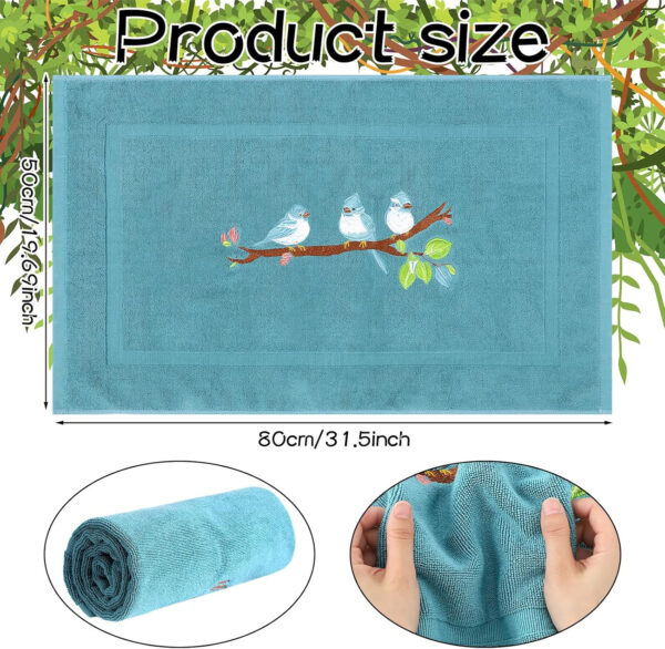 Bird Design Bath Mat Cotton Floor Towel Absorbent Bath Mat 31. 5" x19. 69" Decorative Bird Embroidered Towels Machine Washable Soft for Bathroom, Bathtub, Non-Slip [not a Bathroom Rug]
