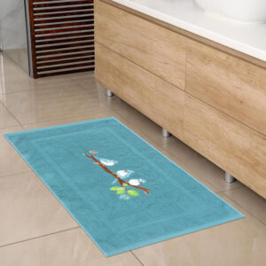 Bird Design Bath Mat Cotton Floor Towel Absorbent Bath Mat 31. 5" x19. 69" Decorative Bird Embroidered Towels Machine Washable Soft for Bathroom, Bathtub, Non-Slip [not a Bathroom Rug]