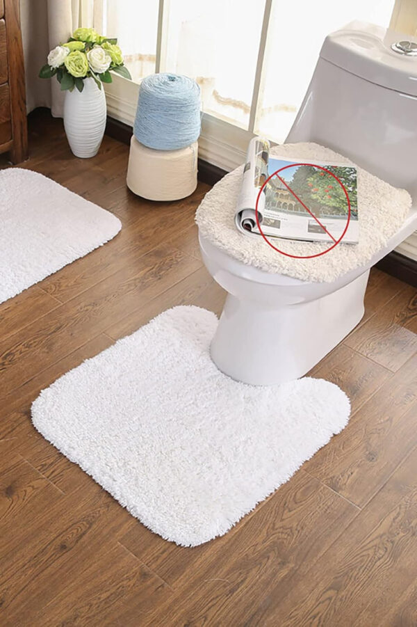 Hand Tufted Cotton Rug Hotel Spa Floor Towel Tub Shower Bath Floor Mat Machine Washable Soft Absorbent Non-Rubber Back Mat (Color 5, U Shaped 19.7x21.7 Inches)