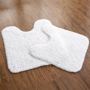 Hand Tufted Cotton Rug Hotel Spa Floor Towel Tub Shower Bath Floor Mat Machine Washable Soft Absorbent Non-Rubber Back Mat (Color 5, U Shaped 19.7x21.7 Inches)