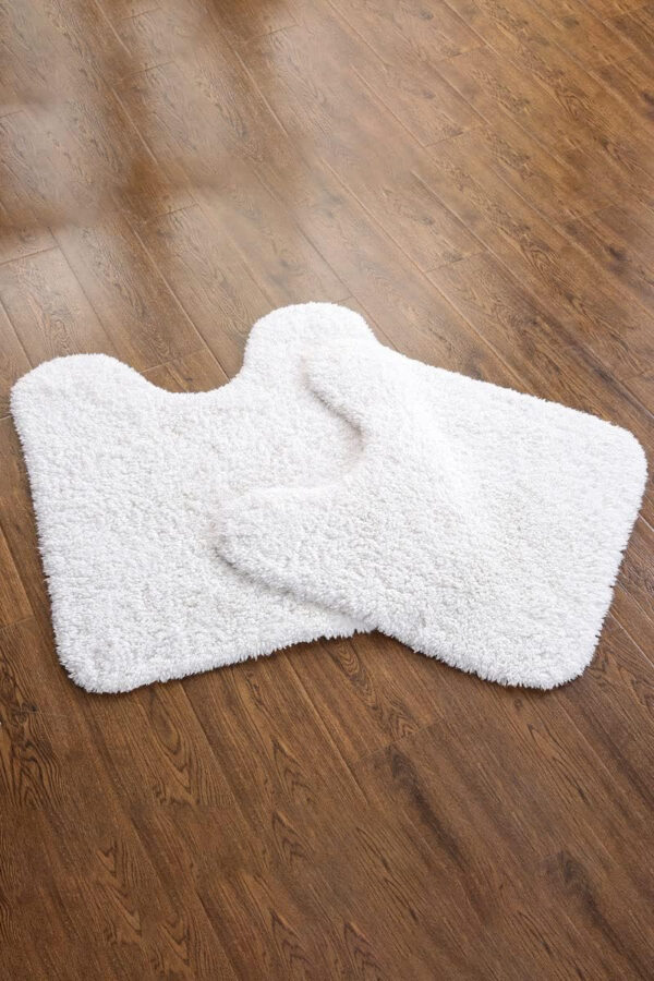Hand Tufted Cotton Rug Hotel Spa Floor Towel Tub Shower Bath Floor Mat Machine Washable Soft Absorbent Non-Rubber Back Mat (Color 5, U Shaped 19.7x21.7 Inches)