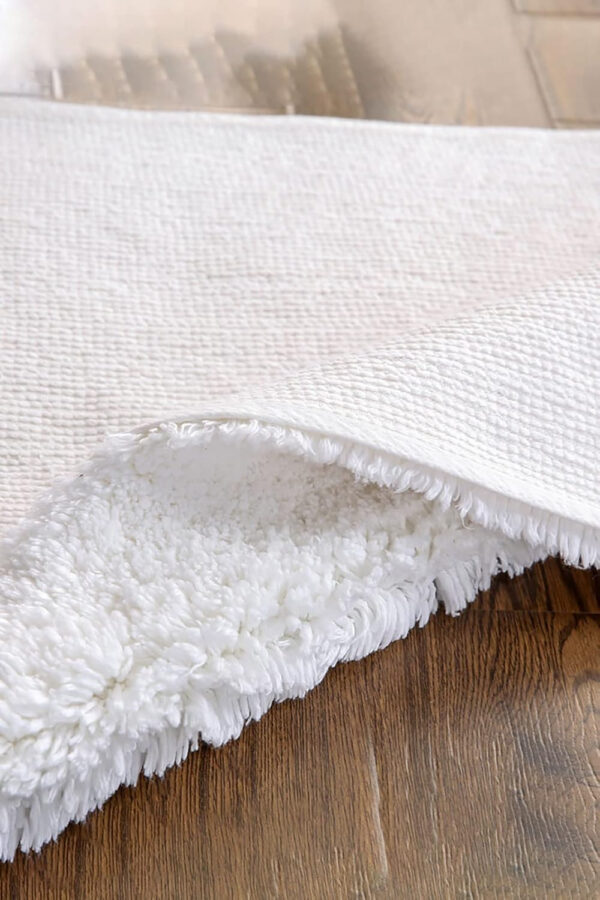 Hand Tufted Cotton Rug Hotel Spa Floor Towel Tub Shower Bath Floor Mat Machine Washable Soft Absorbent Non-Rubber Back Mat (Color 5, U Shaped 19.7x21.7 Inches)