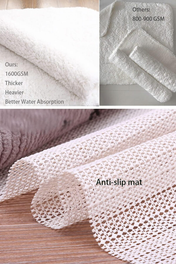 Hand Tufted Cotton Rug Hotel Spa Floor Towel Tub Shower Bath Floor Mat Machine Washable Soft Absorbent Non-Rubber Back Mat (Color 5, U Shaped 19.7x21.7 Inches)