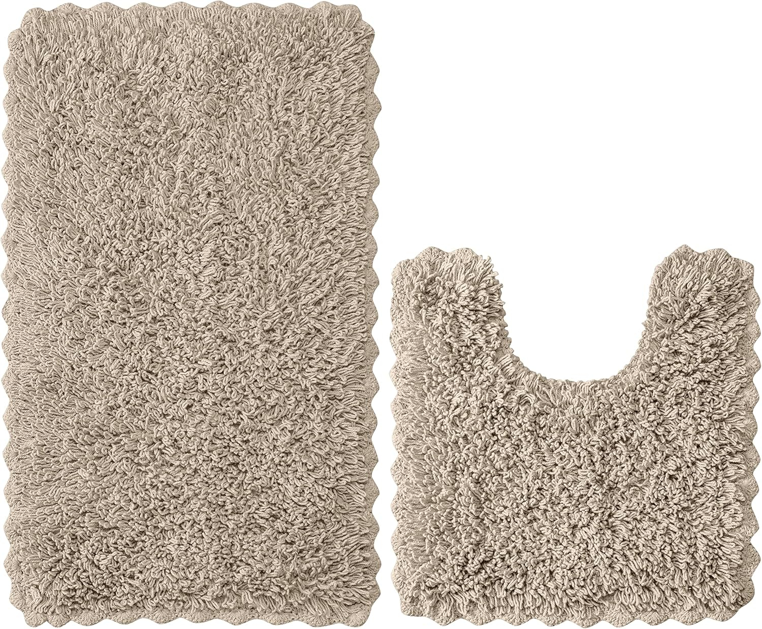 THE BEER VALLEY Bathroom Rugs Set 2 Piece Sand Non-Slip Cotton Tufted Bath Mats for Bathroom Floor |Quick Dry Bathroom Mat for Tub Spa Shower|Living Room Entry Way Door Mats |20x20 & 20x32 Inches