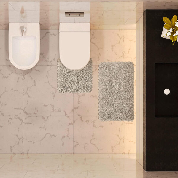 THE BEER VALLEY Bathroom Rugs Set 2 Piece Sand Non-Slip Cotton Tufted Bath Mats for Bathroom Floor |Quick Dry Bathroom Mat for Tub Spa Shower|Living Room Entry Way Door Mats |20x20 & 20x32 Inches