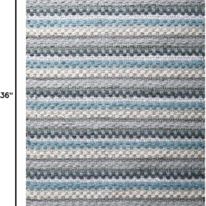 Chenille Bath Mat Rug 24x36 inch - 100% Cotton Soft Absorbent and Machine Washable Shower Bath Rug - Aqua Combo