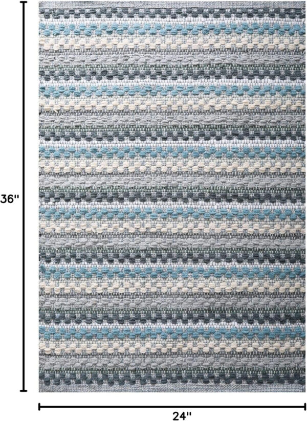 Chenille Bath Mat Rug 24x36 inch - 100% Cotton Soft Absorbent and Machine Washable Shower Bath Rug - Aqua Combo