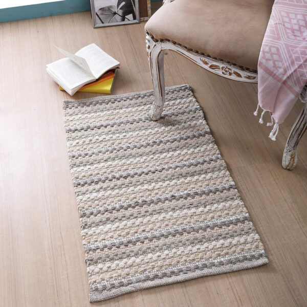 Chenille Bath Mat Rug 24x36 inch - 100% Cotton Soft Absorbent and Machine Washable Shower Bath Rug - Aqua Combo